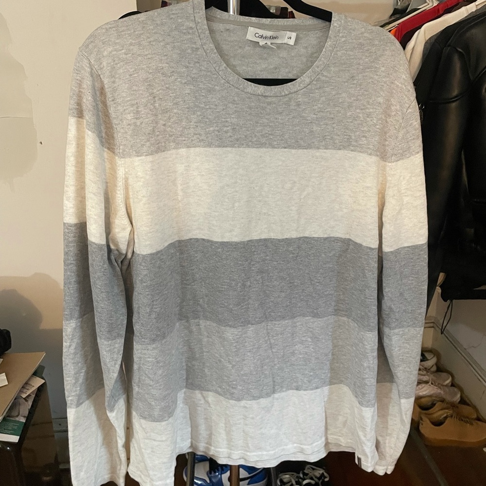 Grey and White Calvin Klien Sweater